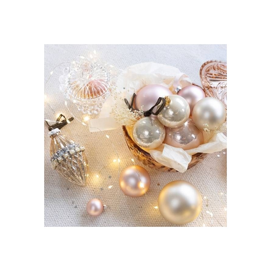 GLASS BALL SHINING PINK POWDER (box of 6)